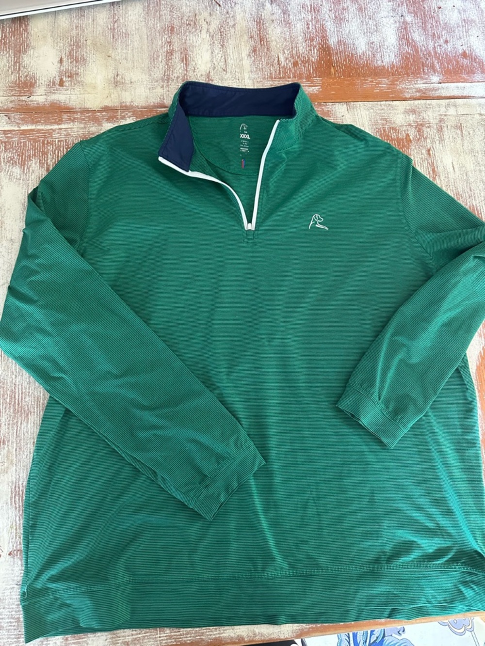 Rhoback Green Quarter-Zip Pullover with Navy Collar